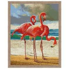 Алмазная мозаика Танец розовых фламинго (На подрамнике), картина стразами Цветной 40x50 см.