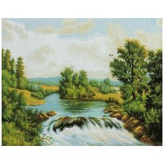 Алмазная мозаика Бурная река, картина стразами PaintBoy 40x50 см.
