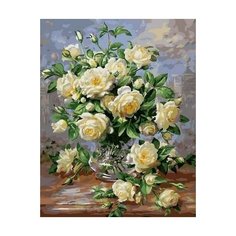 Картина по номерам Белые розы, 40x50 см. PaintBoy