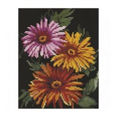 Алмазная мозаика Герберы, картина стразами Белоснежка 20x25 см.