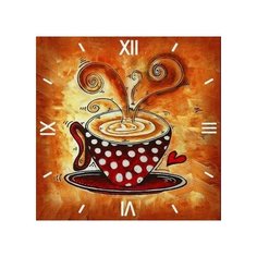 Алмазная мозаика Любимый капучино - алмазные часы, картина стразами Color KIT 30x30 см.