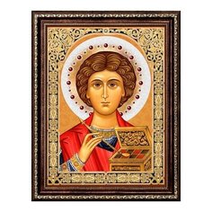 Алмазная мозаика Икона Пантелеймон Целитель, картина стразами Алмазная живопись 30x40 см.