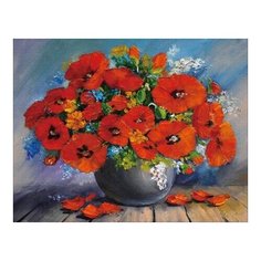 Алмазная мозаика Алый букет, картина стразами Цветной 40x50 см.