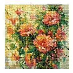 Алмазная мозаика Мальва (на подрамнике), картина стразами Белоснежка 30x30 см.