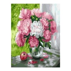 Картина по номерам Букет пионов на окне, 40x50 см. PaintBoy
