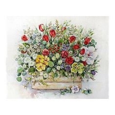 Картина по номерам Садовый букет в ящике, 40x50 см. Цветной