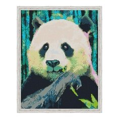 Алмазная мозаика Панда на обеде, картина стразами Цветной 40x50 см.
