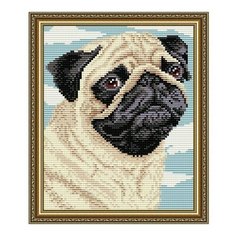 Алмазная мозаика Мопс, картина стразами АРТ СОЛО 20x24.6 см. Art Solo