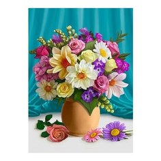 Алмазная мозаика Мелодия цветов, картина стразами Алмазное хобби 30x40 см.