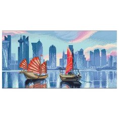 Алмазная мозаика Лодки драконов, картина стразами Алмазное хобби 30x60 см.