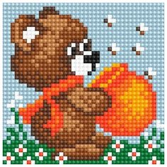 Алмазная мозаика Медвежонок с медом, картина стразами Алмазное хобби 10x10 см.