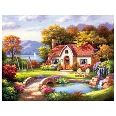 Алмазная мозаика Сказочный домик, картина стразами Цветной 40x50 см.