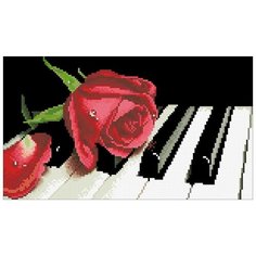 Алмазная мозаика Роза на рояле, картина стразами Паутинка 35x20 см.