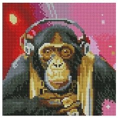 Алмазная мозаика Модная обезьянка, картина стразами PaintBoy 20x20 см.