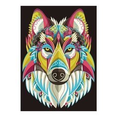 Алмазная мозаика Радужный волк, картина стразами Цветной 30x40 см.