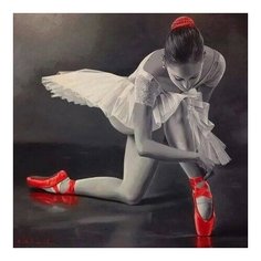 Картина по номерам Балерина в красных пуантах, 30x30 см. Molly