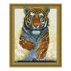 Алмазная мозаика Мощь тигра, картина стразами PaintBoy 40x50 см.