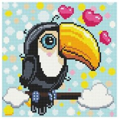 Алмазная мозаика Влюбленный Тукан, картина стразами Фрея 20x20 см.