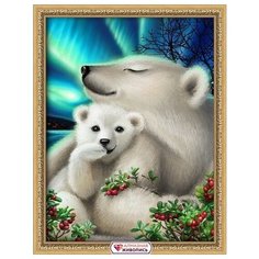 Алмазная мозаика Белые медведи, картина стразами Алмазная живопись 30x40 см.