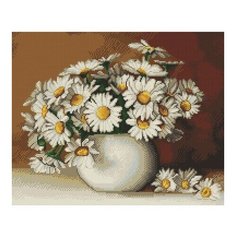 Алмазная мозаика Бузин. Садовые ромашки, картина стразами Molly 40x50 см.