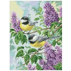 Алмазная мозаика Синички, картина стразами Паутинка 49x37 см.