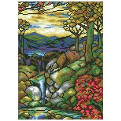 Алмазная мозаика Витраж Осень, картина стразами Паутинка 25x35 см.