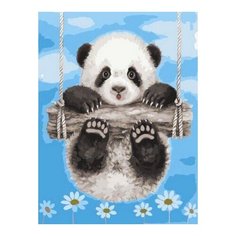 Картина по номерам Панда на качелях, 30x40 см. Цветной
