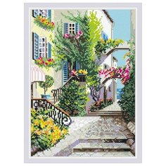 Алмазная мозаика Итальянский дворик, картина стразами Риолис 38x27 см.