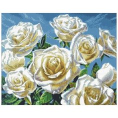Алмазная мозаика Белые розы, картина стразами Паутинка 50x40 см.