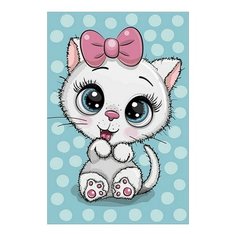 Алмазная мозаика Милый котенок с бантиком, картина стразами Цветной 20x30 см.