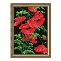 Алмазная мозаика Маки на черном, картина стразами АРТ СОЛО 28.5x41 см. Art Solo