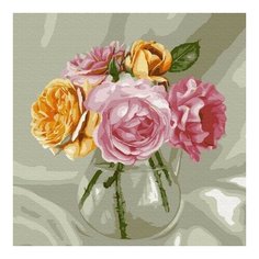 Картина по номерам Бузин. Букет из роз, 30x30 см. Molly