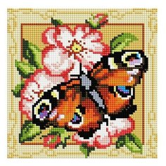 Алмазная мозаика Павлиний глаз (На подрамнике), картина стразами Белоснежка 20x20 см.