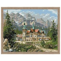 Алмазная мозаика Замок Спящей красавицы (На подрамнике), картина стразами Цветной 40x50 см.