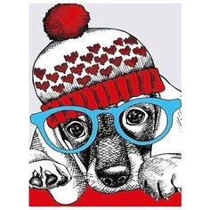 Картина по номерам Модный пёс, 30x20 см. Цветной