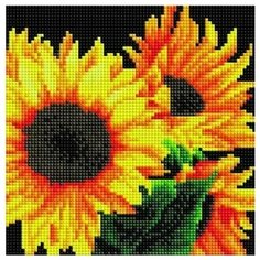 Алмазная мозаика Подсолнечники, картина стразами PaintBoy 20x20 см.