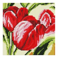 Алмазная мозаика Тюльпаны, картина стразами Белоснежка 20x20 см.