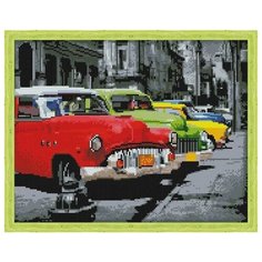 Алмазная мозаика Автомобили ретро (На подрамнике), картина стразами Цветной 40x50 см.