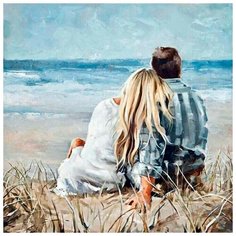 Алмазная мозаика На берегу моря, картина стразами Гранни 38x38 см.