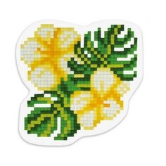 Алмазная мозаика магнит Тропические цветы, картина стразами Фрея 8x8 см.