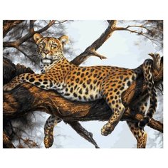 Картина по номерам Леопард на отдыхе, 50x40 см. Белоснежка