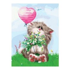 Картина по номерам Кот с букетом, 30x40 см. Белоснежка