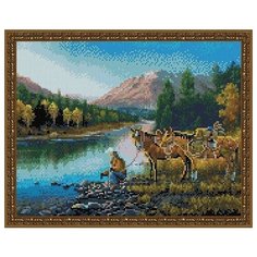 Алмазная мозаика Дорога у реки, картина стразами PaintBoy 40x50 см.