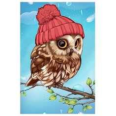 Алмазная мозаика Совенок, картина стразами Алмазное хобби 20x30 см.