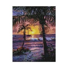 Алмазная мозаика Красивый закат с пальмами, картина стразами PaintBoy 40x50 см.