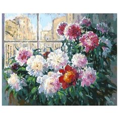 Картина по номерам Cвежесть утренних пионов, 50x40 см. Белоснежка