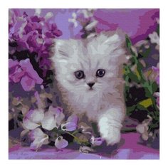Картина по номерам Котенок в сиреневых тонах, 30x30 см. Molly