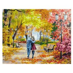 Картина по номерам Осенний парк, скамейка, двое, 40x50 см. Белоснежка