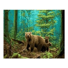 Картина по номерам Медведица с потомством, 40x50 см. PaintBoy