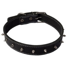 Ошейник с шипами кожаный двойной шир 20 мм, обх. шеи 27 - 35 см. Каскад